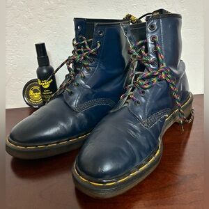 Dr. Martens Dark Blue Leather Boots